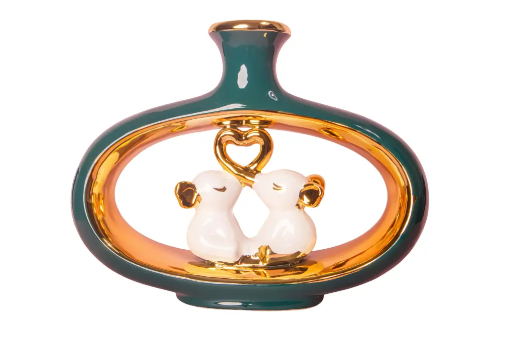 Majestic Crystal Elephant Vase & Hollow Wedding Sculpture Duo