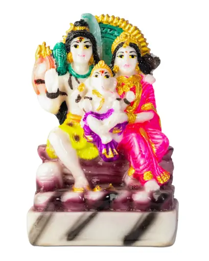Shiv Parivar Idol – 13-Cm Marble Dust Handcrafted Statue for Mandir & Home Decor 