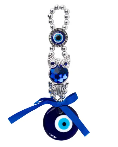Evil Eye Hanging - Silver & Blue Nazar Battu for Home and Office Protection 