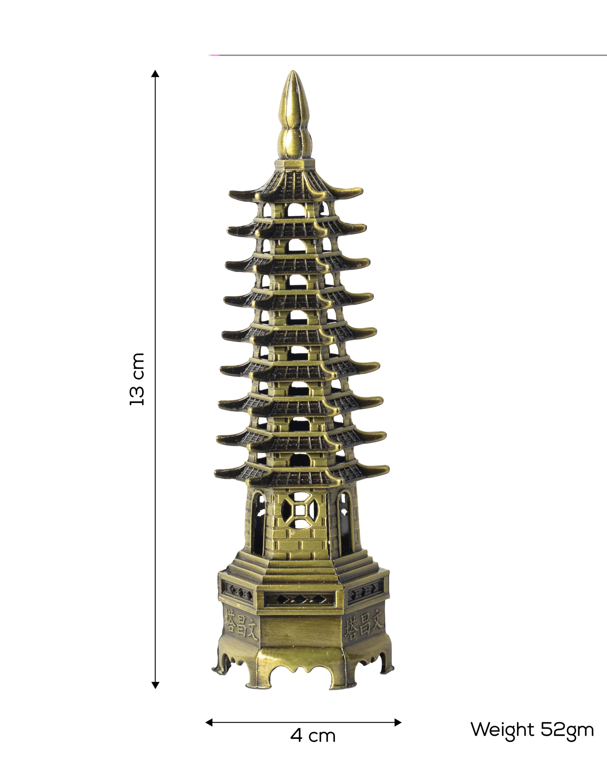 brass feng shui pagoda education tower – 13 cm metal pagoda for academic success & study desk décor pagoda education tower