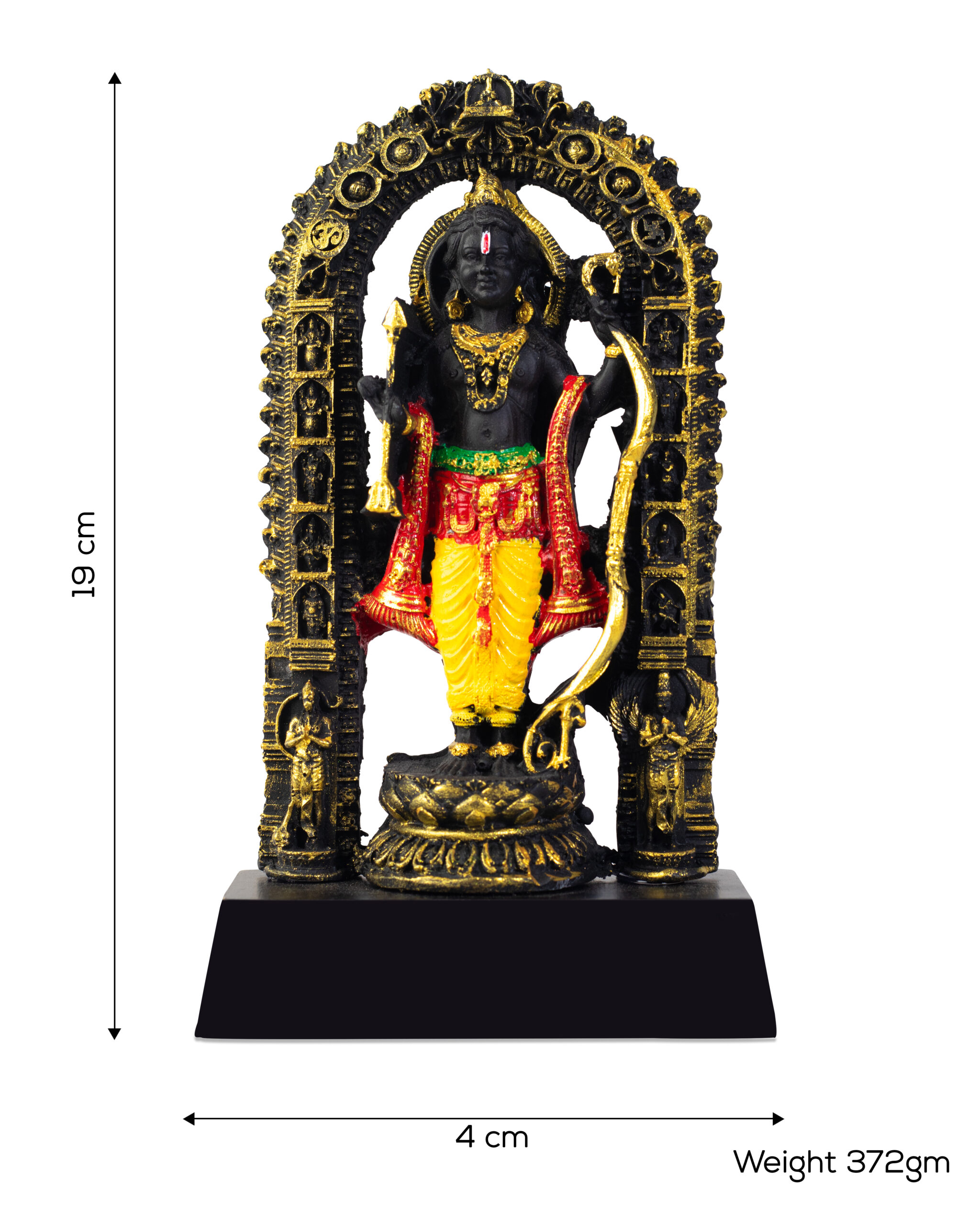 divine resin ram lalla ayodhya murti – 19 cm idol with ornate arch for puja, home temple & gifting Ram Lalla Ayodhya Murti