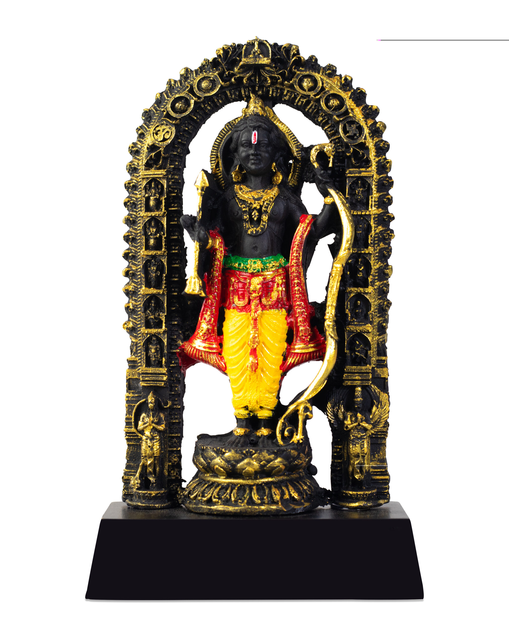 divine resin ram lalla ayodhya murti – 19 cm idol with ornate arch for puja, home temple & gifting Ram Lalla Ayodhya Murti