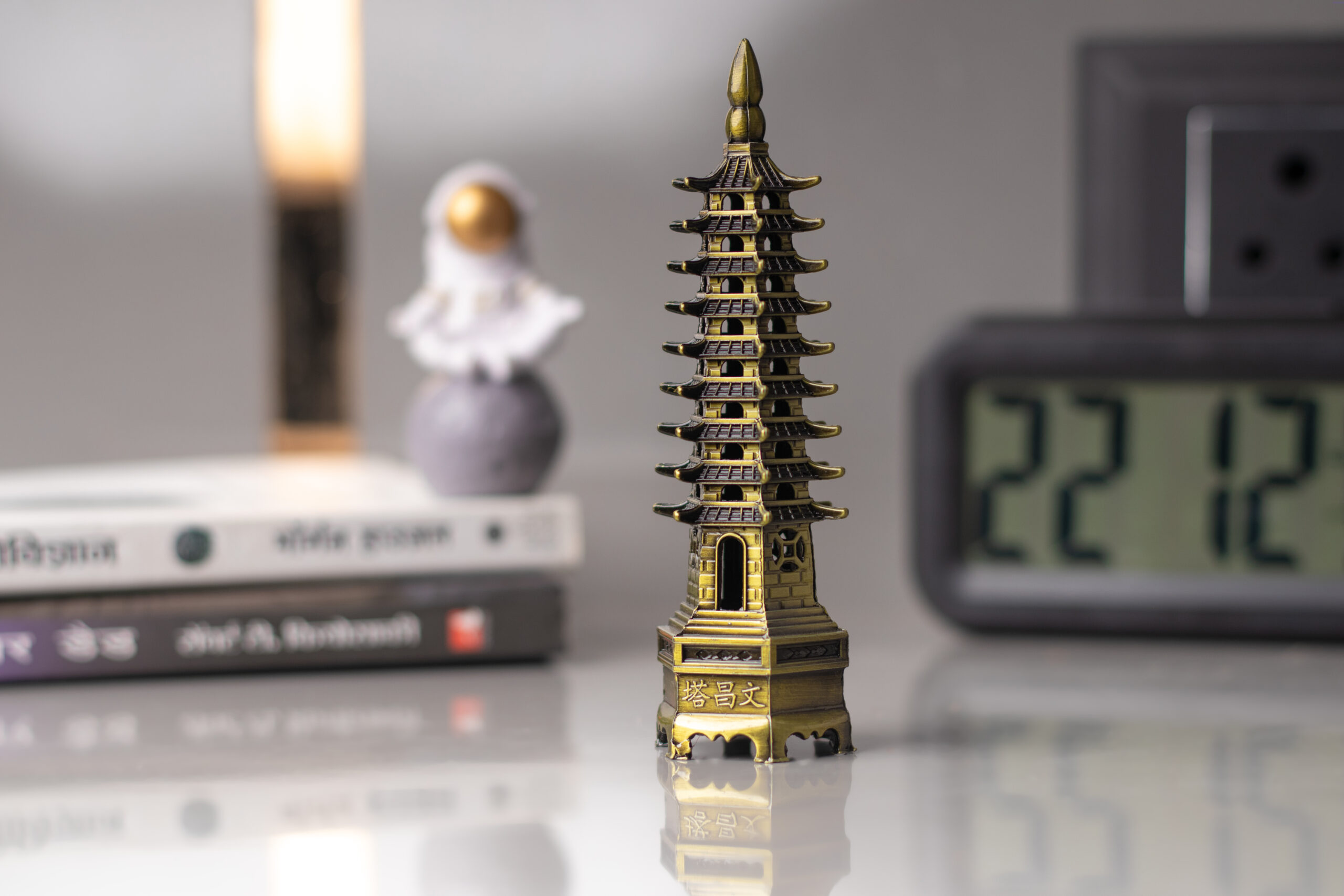 brass feng shui pagoda education tower – 13 cm metal pagoda for academic success & study desk décor pagoda education tower