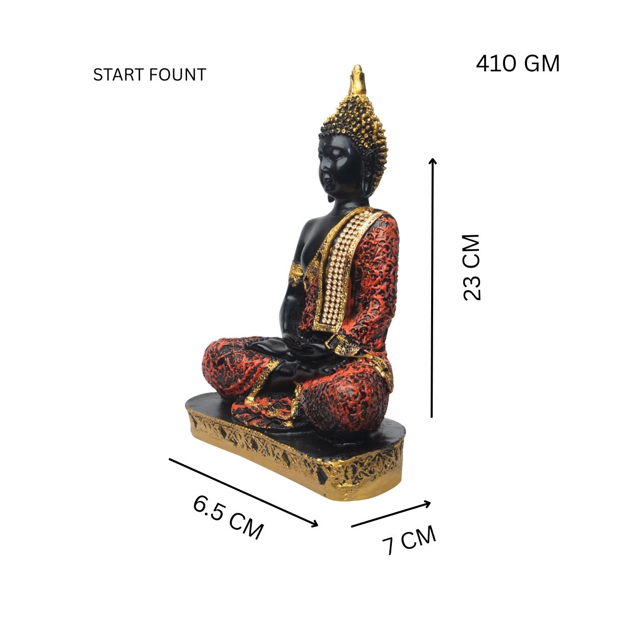 start fount golden gautam buddha statue for home décor | polyresin meditating buddha showpiece for living room, office & home entrance | buddha statue for home vastu & house warming gifts (23 cm) Start Fount Golden Gautam Buddha Statue