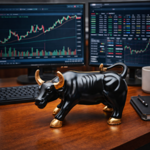 market bull polyresin statue