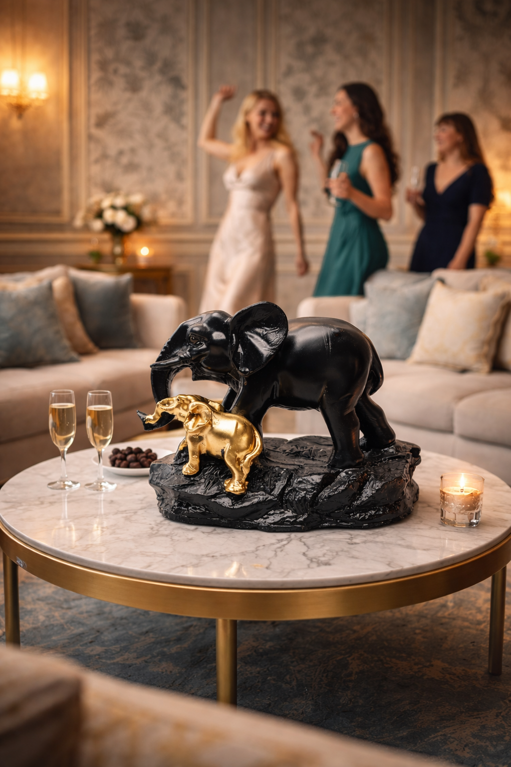 premium mother & baby elephant polyresin statue – symbol of love, protection & prosperity | home décor showpiece Premium Mother & Baby Elephant Polyresin Statue